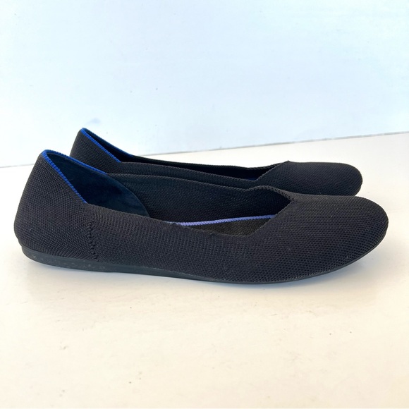 ROTHY’S The Flat Black w Blue Trim Soft Flexible Round Toe Slip On Flat Sz 8.5 - Picture 6 of 15